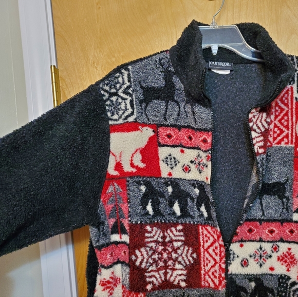 Vintage Outbrook Fleece Jacket Deer Polar Bear Penguin Jacket - Picture 2 of 8